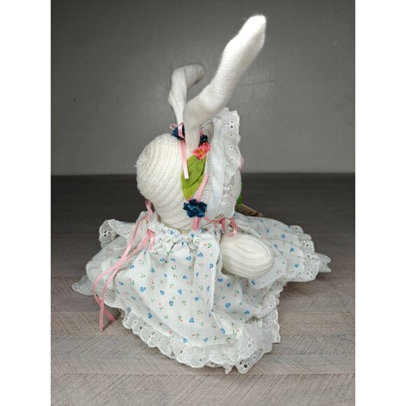 Vintage Wittle Wabbit Webecca Stuffed Bunny Rabbit Doll With Bonnet & Dress - Picture 5 of 11